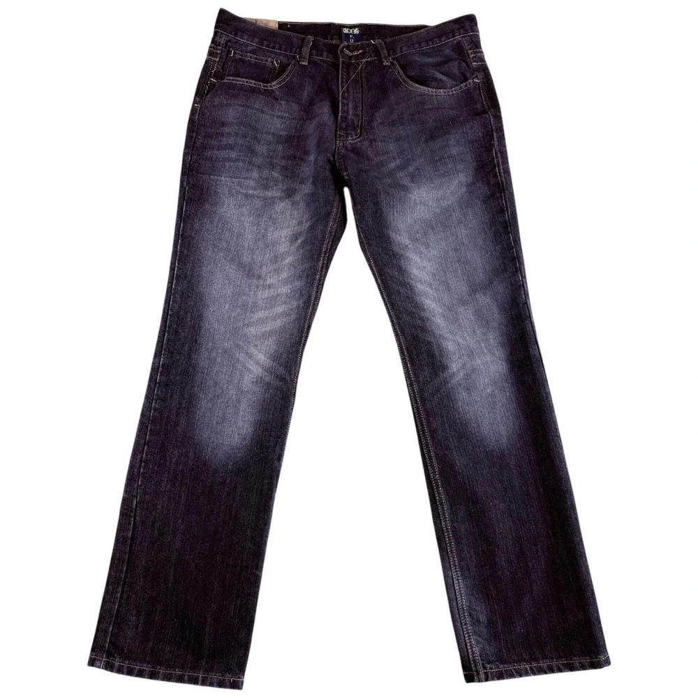 FUSA Jeans Mens 36 Dark Blue Faded Straight Leg Vintage Workwear Rock Grunge Hip